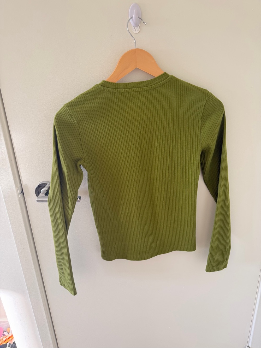 GAP Olive Green Ribbed Button-Front Top - Picture 4 of 5